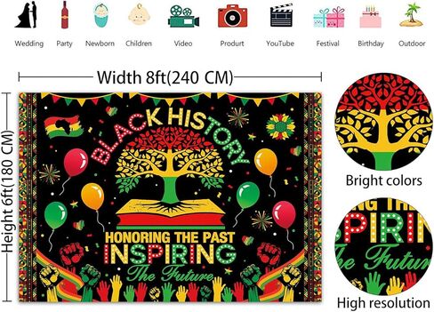 Black History Month Backdrop African American Black History Month Photoshoot Background Honoring The Past Inspiring The Future Inspirational Outdoor Party Decor Banner Supplies (82x59inch(7x5FT)) in Kuwait