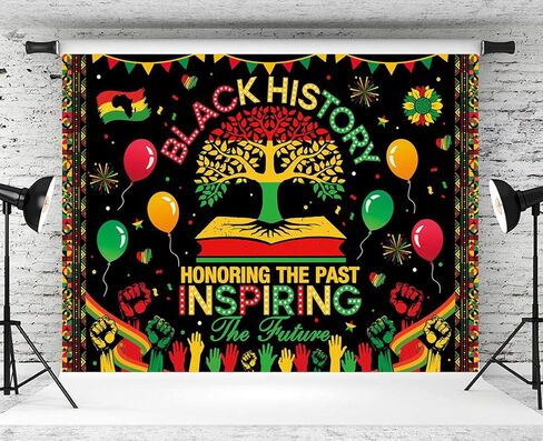 Black History Month Backdrop African American Black History Month Photoshoot Background Honoring The Past Inspiring The Future Inspirational Outdoor Party Decor Banner Supplies (82x59inch(7x5FT)) in Kuwait