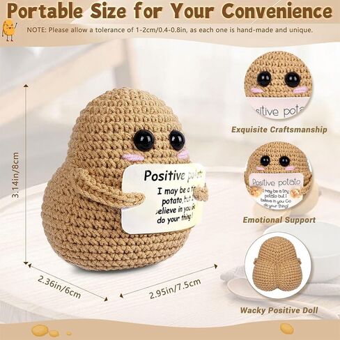 Fascinating Knitted Wool Potato Toy with Positive Card - Creative Cute Crochet Doll Cheer Up Gift for Friends, Birthday，Parties, Christmas Girls Gifts Party Decor (Light Coffee Color) in Saudi Arabia