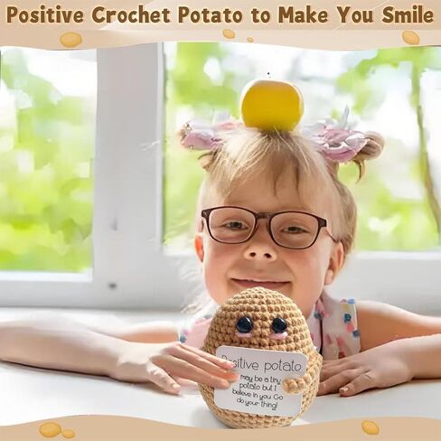 Fascinating Knitted Wool Potato Toy with Positive Card - Creative Cute Crochet Doll Cheer Up Gift for Friends, Birthday，Parties, Christmas Girls Gifts Party Decor (Light Coffee Color) in Saudi Arabia