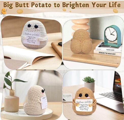 Fascinating Knitted Wool Potato Toy with Positive Card - Creative Cute Crochet Doll Cheer Up Gift for Friends, Birthday，Parties, Christmas Girls Gifts Party Decor (Light Coffee Color) in Saudi Arabia