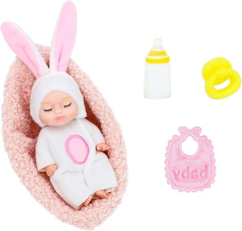 ONEST 5 Pieces 4 Inch Doll with Accessory Cute Dolls Mini Dolls with Clothes Mini Doll with Accessories in Saudi Arabia