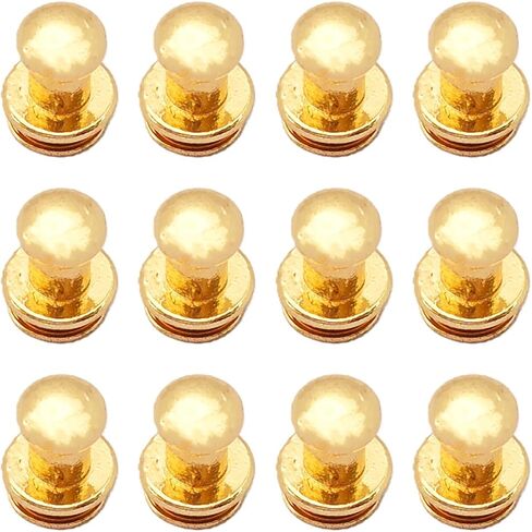 bskkw 12PCS Gold Chicago Button Studs 6mm Round Head, Leather Screws Rivets for Belt Wallet Bag DIY Craft, Slotted Post Fasteners in Saudi Arabia