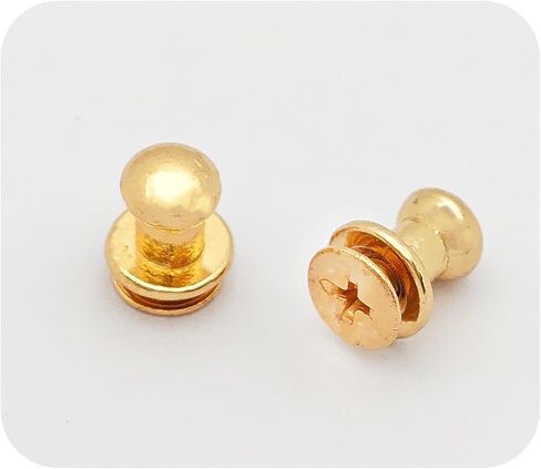 bskkw 12PCS Gold Chicago Button Studs 6mm Round Head, Leather Screws Rivets for Belt Wallet Bag DIY Craft, Slotted Post Fasteners in Saudi Arabia