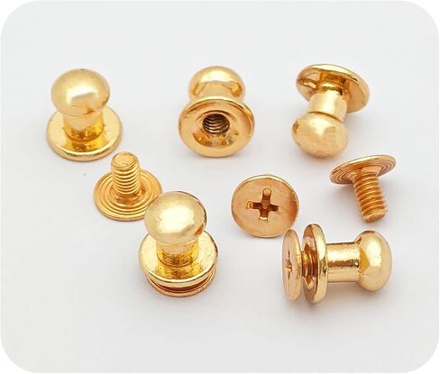 bskkw 12PCS Gold Chicago Button Studs 6mm Round Head, Leather Screws Rivets for Belt Wallet Bag DIY Craft, Slotted Post Fasteners in Saudi Arabia
