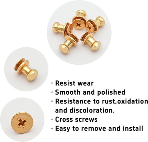 bskkw 12PCS Gold Chicago Button Studs 6mm Round Head, Leather Screws Rivets for Belt Wallet Bag DIY Craft, Slotted Post Fasteners in Saudi Arabia