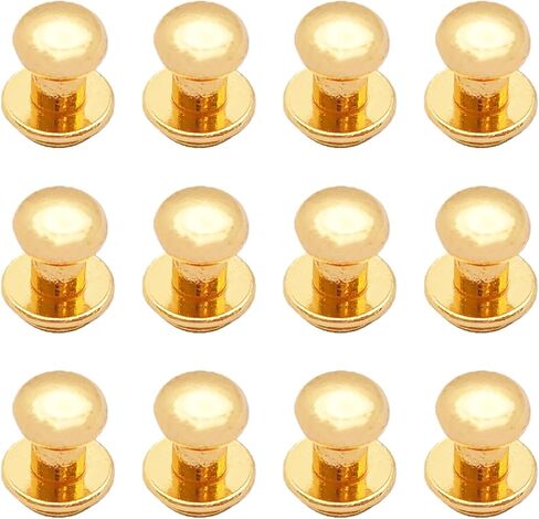 bskkw 12PCS Gold Chicago Button Studs 6mm Round Head, Leather Screws Rivets for Belt Wallet Bag DIY Craft, Slotted Post Fasteners in Saudi Arabia