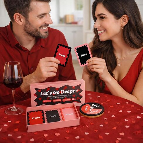 Let's Go Deeper Card Game هدية عيد الحب لصديقها، 150 بطاقة للتاريخ الليلي، لعبة للأزواج، من أجله، صديقها، زوجها، له ولها، في مجموعة المنزل للزوجين المتزوجين، حديثي الولادة in Kuwait