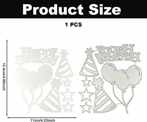 Happy Birthday Party Cutting Die, 4.9x4.3 Inch Carbon Steel Cut Die, Birthday Themed Stencil for DIY Card Making, Scrapbooking & Journal Embossing Paper Crafts Making Supplies in Kuwait