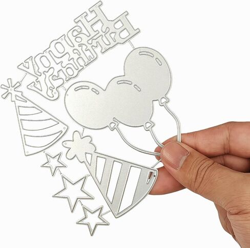 Happy Birthday Party Cutting Die, 4.9x4.3 Inch Carbon Steel Cut Die, Birthday Themed Stencil for DIY Card Making, Scrapbooking & Journal Embossing Paper Crafts Making Supplies in Kuwait