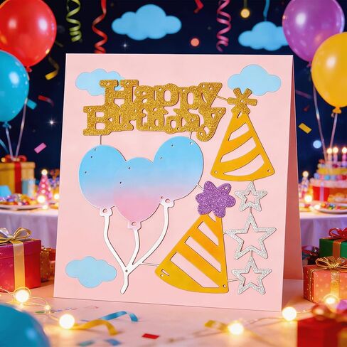Happy Birthday Party Cutting Die, 4.9x4.3 Inch Carbon Steel Cut Die, Birthday Themed Stencil for DIY Card Making, Scrapbooking & Journal Embossing Paper Crafts Making Supplies in Kuwait