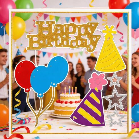 Happy Birthday Party Cutting Die, 4.9x4.3 Inch Carbon Steel Cut Die, Birthday Themed Stencil for DIY Card Making, Scrapbooking & Journal Embossing Paper Crafts Making Supplies in Kuwait
