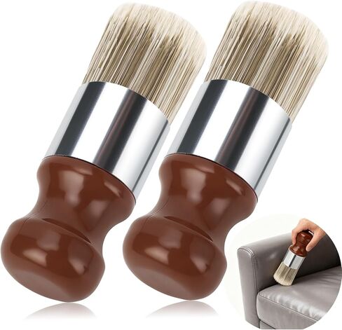 2 Pack Salve Brush for Furniture & Leather Care, Wooden Handle Wax Brushing Tool with Soft Bristles – Gentle Cleaning, Conditioning for Wood Furniture, Leather Sofas, Interiors in Saudi Arabia