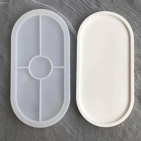 1PC Oval Casting Mold Tray Multi Compartment Smooth Finish for Resin Epoxy Clay Jewelry Trays Office Home Storage, White in Saudi Arabia