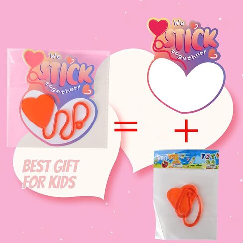 30 PACK Valentines Cards for Kids Classroom with Sticky Toys, 5 Colors Heart Shape Stretchy Slappy Toys Kids Valentines Day Gifts for School Exchange, Party Favors Boys Girls Prizes in Saudi Arabia