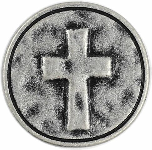Bezelry 12 Pieces Cross Heraldry Metal Shank Buttons. 15mm (19/32 inch) (Antique Silver) in Saudi Arabia