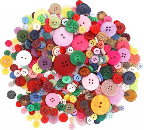 200 PCS Assorted Sizes Buttons for Sewing, Round Multicolored 4 Holes Resin Buttons for Crafts Sewing DIY Painting Ornament Buttons, 2 Holes and 4 Holes in Saudi Arabia