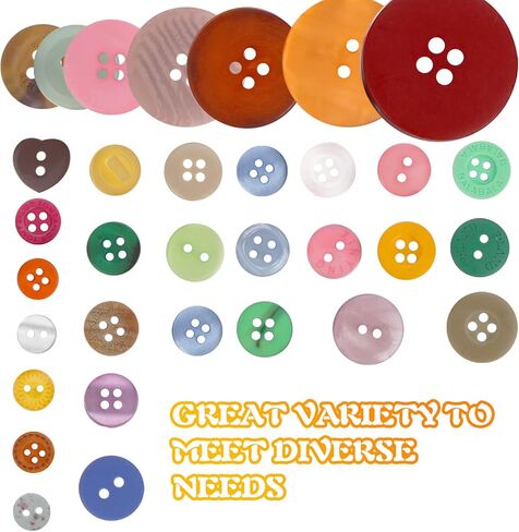 200 PCS Assorted Sizes Buttons for Sewing, Round Multicolored 4 Holes Resin Buttons for Crafts Sewing DIY Painting Ornament Buttons, 2 Holes and 4 Holes in Saudi Arabia