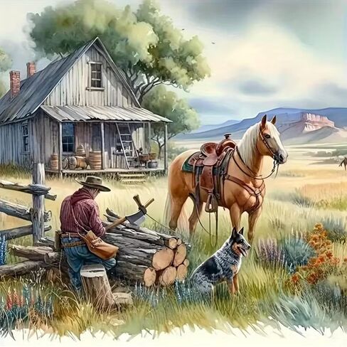 KTHOFCY 5D DIY Farm House Diamond Painting Kits for Adults,Horse and Cowboy Full Drill Embroidery Cross Stitch Crystal Rhinestone Paintings Pictures Arts Wall Decor Painting Dots Kits 13.7X13.7 inch in Saudi Arabia