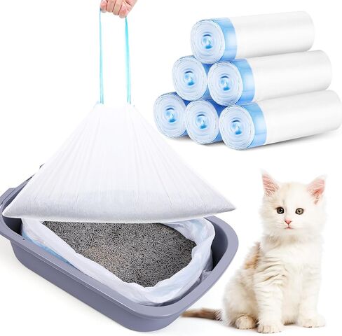 120 Pack Cat Litter Box Liners Large 25x16 inch Automatic Cat Litter Box Bags with Drawstring Compatible with Robot 3 & 4 Heavy Duty Waste Bags Replacement in Saudi Arabia