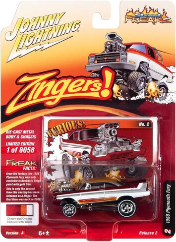 Johnny Lightning 1:64 Street Freaks Ver A 1958 Plymouth Fury Cherry and Orange in Saudi Arabia