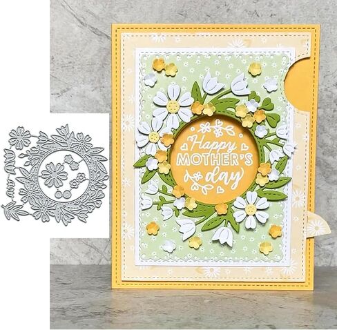 Merry Christmas Beautiful Wreath Flower Greeting Card Metal Die Cuts,Snowflake Flower Leaf Cutting Dies Cut Stencils DIY Scrapbooking Decorative Embossing Paper Scrapbooking Card Making in Saudi Arabia