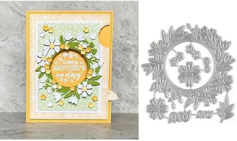 Merry Christmas Beautiful Wreath Flower Greeting Card Metal Die Cuts,Snowflake Flower Leaf Cutting Dies Cut Stencils DIY Scrapbooking Decorative Embossing Paper Scrapbooking Card Making in Saudi Arabia