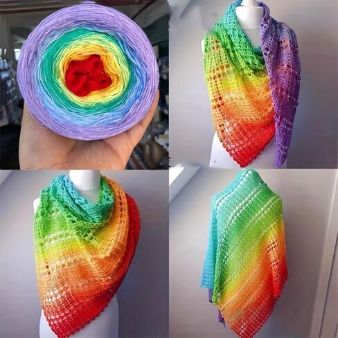 Yarn for Crocheting-Gradient Cake Yarn Ombré Yarn with Vibrant Colors Colorful Soft Rainbow Cotton Crochet Yarn Perfect for Shawls,Scarves,Sweater and Blanket-A3069 in Saudi Arabia