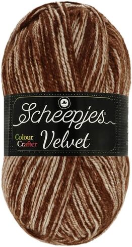 خيوط Scheepjes Color Crafter Velvet 100 جرام، 851 Gardner (بيج بني) أكريليك ذو تأثير مخملي للكروشيه والحياكة in Kuwait