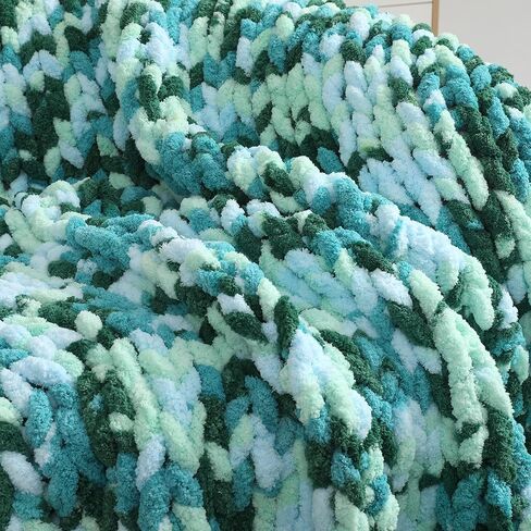 Chunky Chenille Yarn for Hand Knitting 8 Jumbo Pack Chunky Yarn for Hand Soft Blanket Knitting, Bulky Thick Fluffy Yarn for Crocheting (Sea of Clouds) in Saudi Arabia