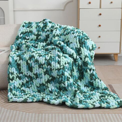 Chunky Chenille Yarn for Hand Knitting 8 Jumbo Pack Chunky Yarn for Hand Soft Blanket Knitting, Bulky Thick Fluffy Yarn for Crocheting (Sea of Clouds) in Saudi Arabia