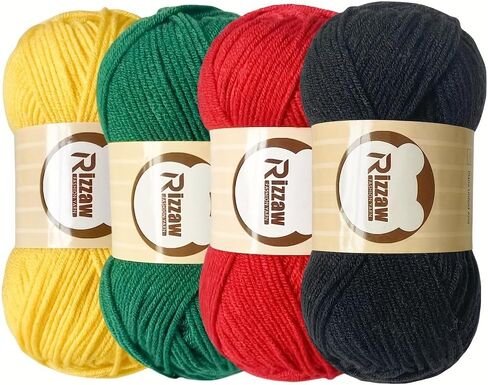 4 Pack Crochet Yarn for Crocheting 50gms Acrylic Skeins - Crochet and Knitting Starter Kit for Colorful Arts and Crafts (Yellow) in Saudi Arabia