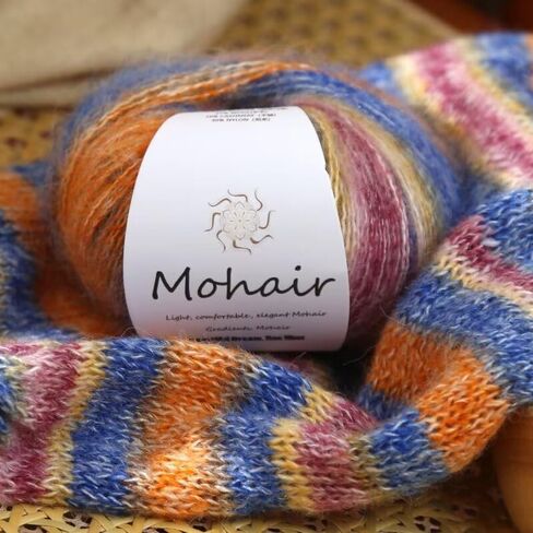 1pc Gradient Ombre Silk Mohair Craft Yarn Fine Weight Colorful for Hand Knitting Fashion Accessories DIY Projects (Lotus Pink) in Saudi Arabia