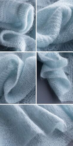 6 Balls Angora Mohair Wool Yarn Soft Fingering Baby Mohair Cashmere Hand Crochet Yarn for Knitting DIY Scarf Sweater Thread 300g (A Ice Blue) in Saudi Arabia