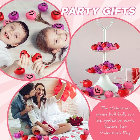 240 Pieces Valentines Day Heart Stress Balls 1.5 Inch Heart Shaped Stress Relief Toys Heart Fidget Toys Party Favors for Motivating Encouraging Kid School Carnival Reward in Saudi Arabia