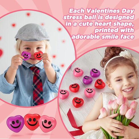 240 Pieces Valentines Day Heart Stress Balls 1.5 Inch Heart Shaped Stress Relief Toys Heart Fidget Toys Party Favors for Motivating Encouraging Kid School Carnival Reward in Saudi Arabia