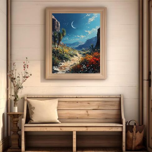 VNUIEHG DIY Paint by Numbers for Adults Beginner, Moon Over Tranquil Desert, Paint by Numbers Kit Painting by Numbers for Adults, 16" x 20" in Saudi Arabia