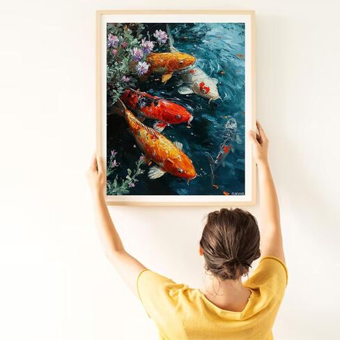 FUKVHIL Paint by Number for Adults, Tranquil Koi Pond Ripple, Adult Crafts Paint by Numbers, DIY Handmade Gifts 16x20 inch, Bright in Saudi Arabia