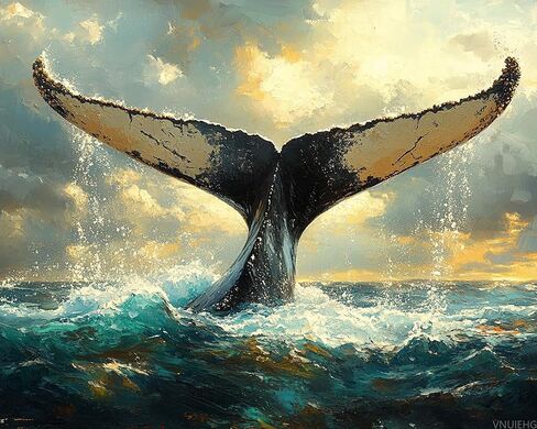 VNUIEHG Paint by Numbers, Whale Tail Splashing Through The Water, 16x20 Inch Drawing with Brushes Winter Home Decor Christmas Gifts (Without Frame) in Saudi Arabia