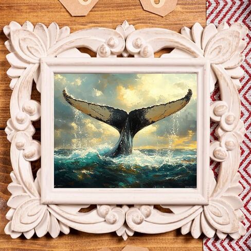 VNUIEHG Paint by Numbers, Whale Tail Splashing Through The Water, 16x20 Inch Drawing with Brushes Winter Home Decor Christmas Gifts (Without Frame) in Saudi Arabia