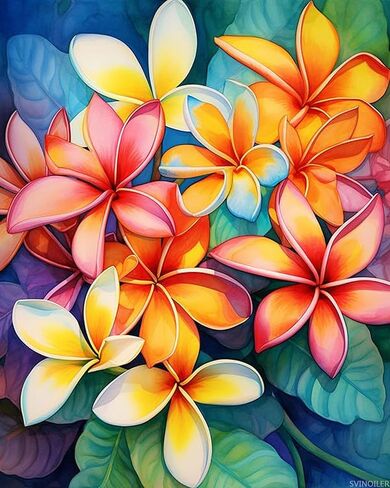 SVINOILER Adults Paint by Number Kits, Plumeria Flowers, Paint by Number Kits on Canvas, DIY Oil Paintings for Beginners Arts and Crafts, 40x50cm No Frame in Saudi Arabia
