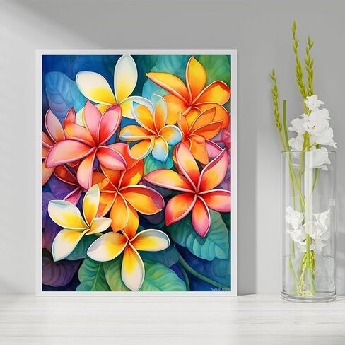SVINOILER Adults Paint by Number Kits, Plumeria Flowers, Paint by Number Kits on Canvas, DIY Oil Paintings for Beginners Arts and Crafts, 40x50cm No Frame in Saudi Arabia