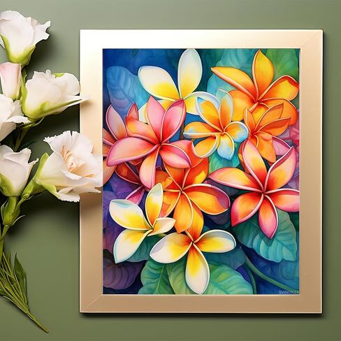 SVINOILER Adults Paint by Number Kits, Plumeria Flowers, Paint by Number Kits on Canvas, DIY Oil Paintings for Beginners Arts and Crafts, 40x50cm No Frame in Saudi Arabia