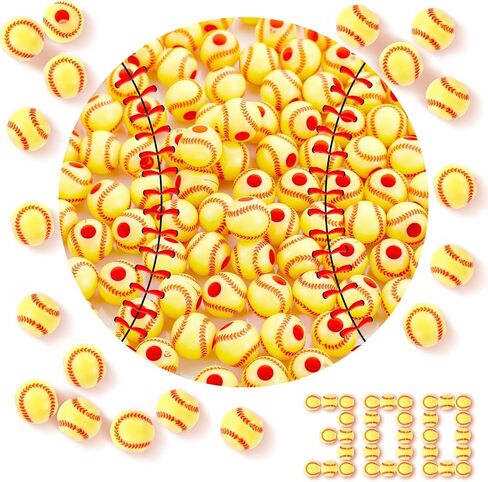 Giegxin 300 Pack Acrylic Beads 12 mm Sports Ball Beads for Bracelets Jewelry Making Necklace Charms Craft Keychain Home Decoration Accessories(Softball) in Saudi Arabia