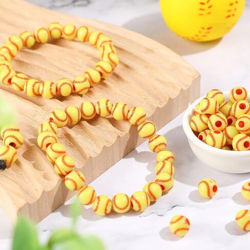 Giegxin 300 Pack Acrylic Beads 12 mm Sports Ball Beads for Bracelets Jewelry Making Necklace Charms Craft Keychain Home Decoration Accessories(Softball) in Saudi Arabia
