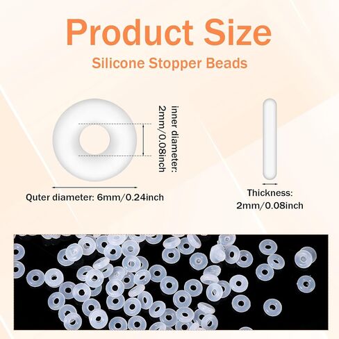 500Pcs Silicone Stopper Rings Beads 6mm Transparent Rubber Bead Hoops Silicone Beads Hoops Stopper Spacer Locating Rubber Donut Spacer Jewelry Accessories for Charm Bracelet Necklace DIY in Saudi Arabia