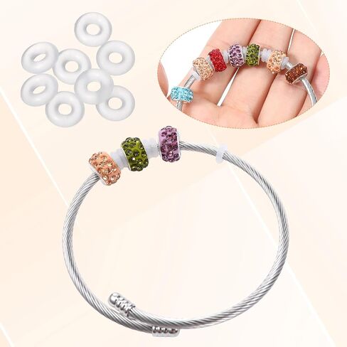 500Pcs Silicone Stopper Rings Beads 6mm Transparent Rubber Bead Hoops Silicone Beads Hoops Stopper Spacer Locating Rubber Donut Spacer Jewelry Accessories for Charm Bracelet Necklace DIY in Saudi Arabia