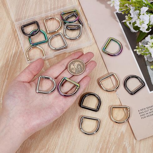 BENECREAT 16 Pcs 4 colors Spring D Ring, Alloy Heavy Duty D Ring Keychain for Sewing Handbag Purse Strap Keychains Belts Hand DIY Accessories in Saudi Arabia