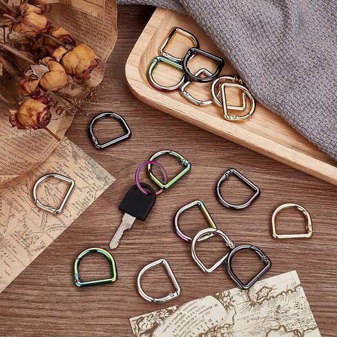 BENECREAT 16 Pcs 4 colors Spring D Ring, Alloy Heavy Duty D Ring Keychain for Sewing Handbag Purse Strap Keychains Belts Hand DIY Accessories in Saudi Arabia