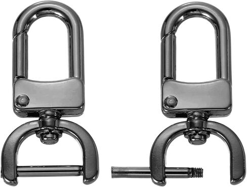 PATIKIL 1 Inch Swivel Clasp Hooks, 2 Pcs D Ring Detachable Snap Hook with Screw Bar, Swivel Lobster Claw Clasps for Bag Strap Purse Lanyard DIY Craft Hardware, Black in Saudi Arabia